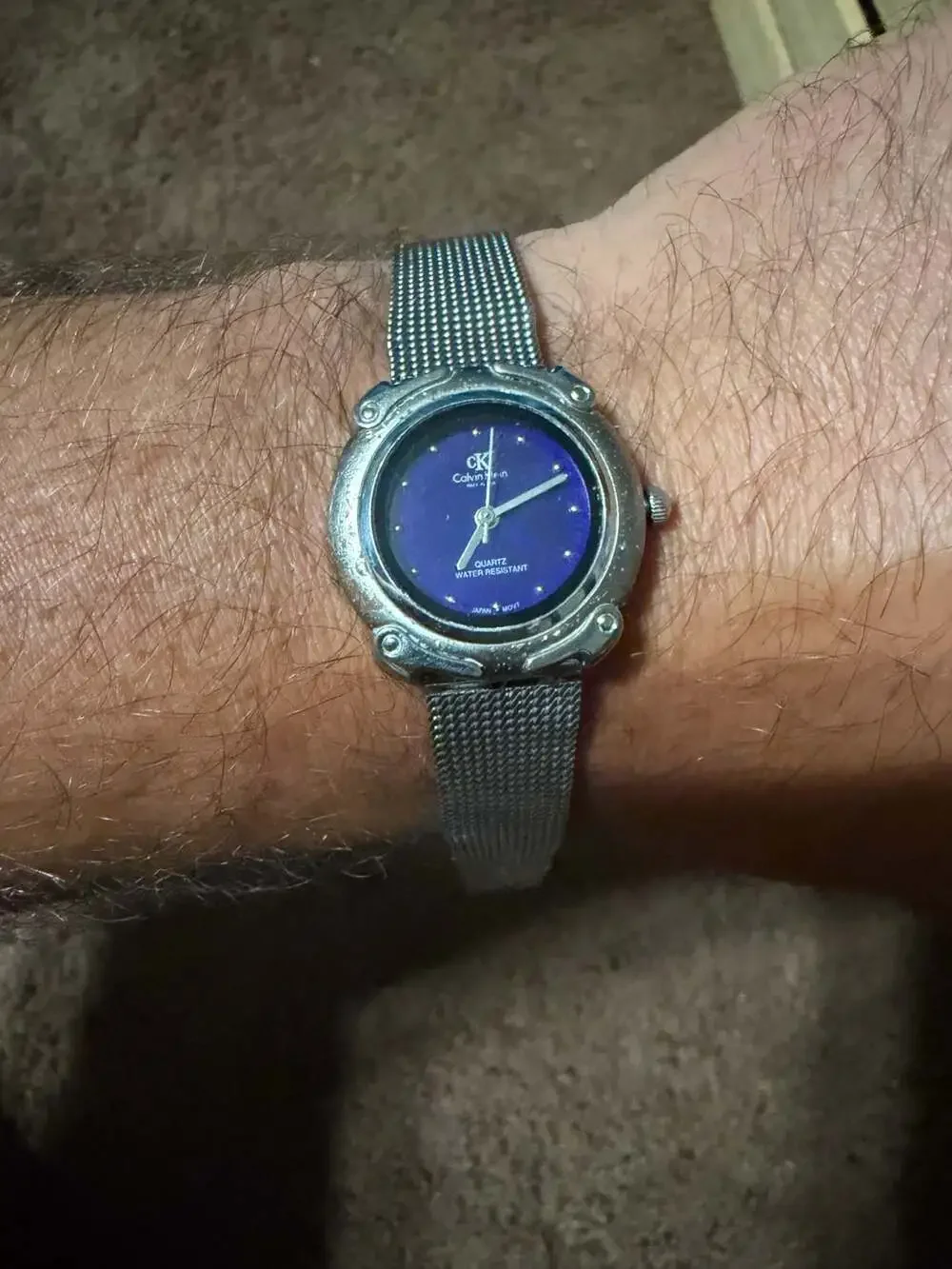 Calvin Klein ck 1904 Vintage Quartz Watch Blue Dial Mesh Strap